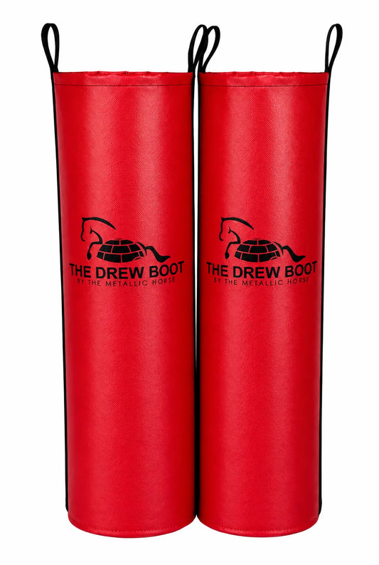 Red Drew Boot equine ice soaking boots.